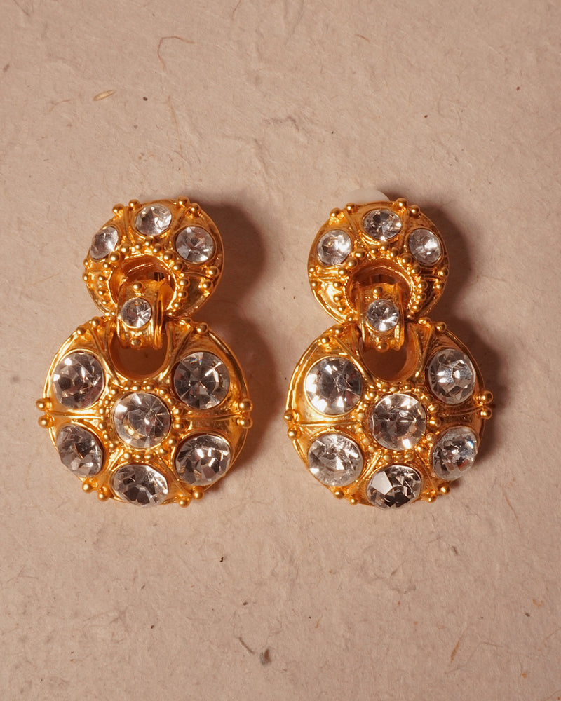 VINTAGE ETRUSCAN CRYSTAL DROP EARRINGS