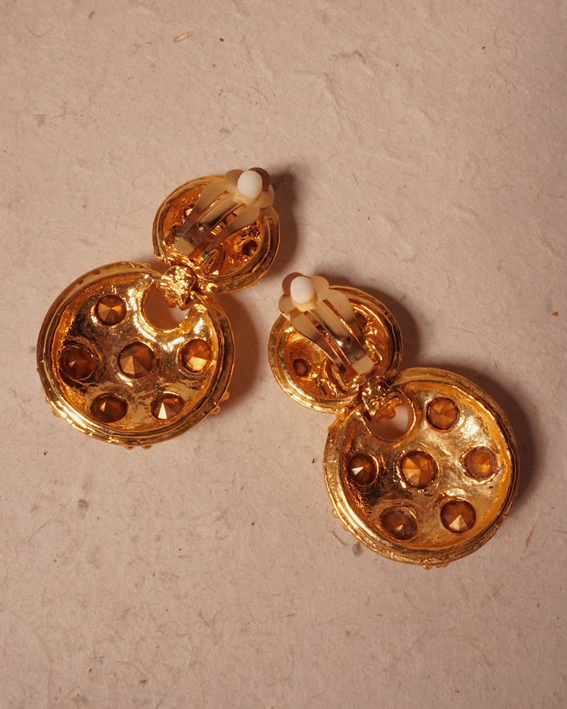 VINTAGE ETRUSCAN CRYSTAL DROP EARRINGS