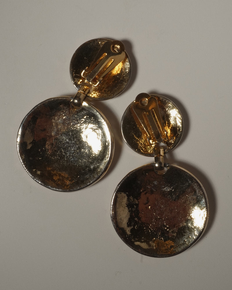 VINTAGE ETRUSCAN DBL DISC DROP EARRINGS