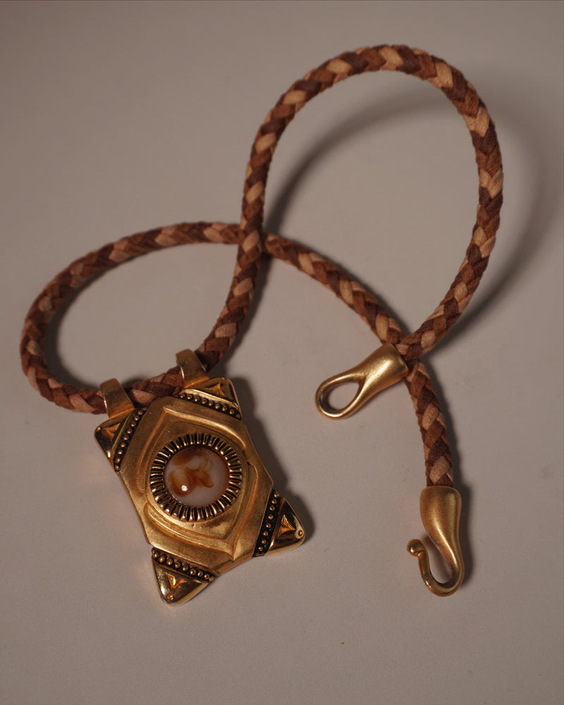 VINTAGE ETRUSCAN LEATHER NECKLACE