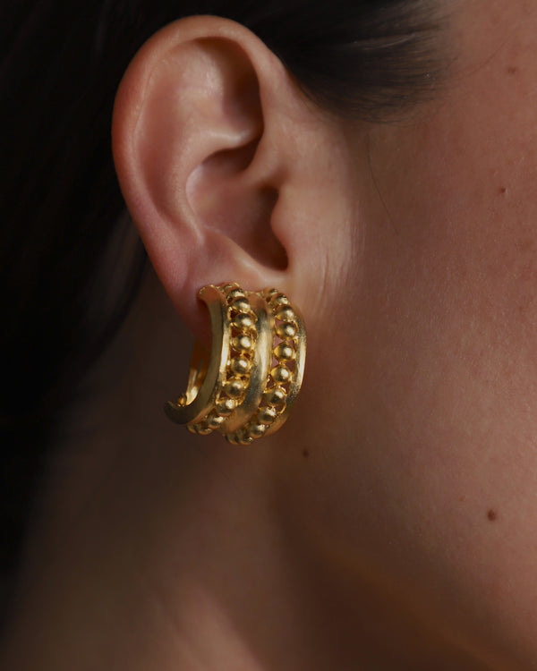 Vintage Etruscan Matte Gold Hoops