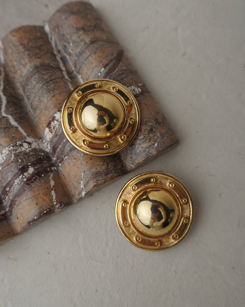 Vintage Etruscan Polished Dome Clip Ons