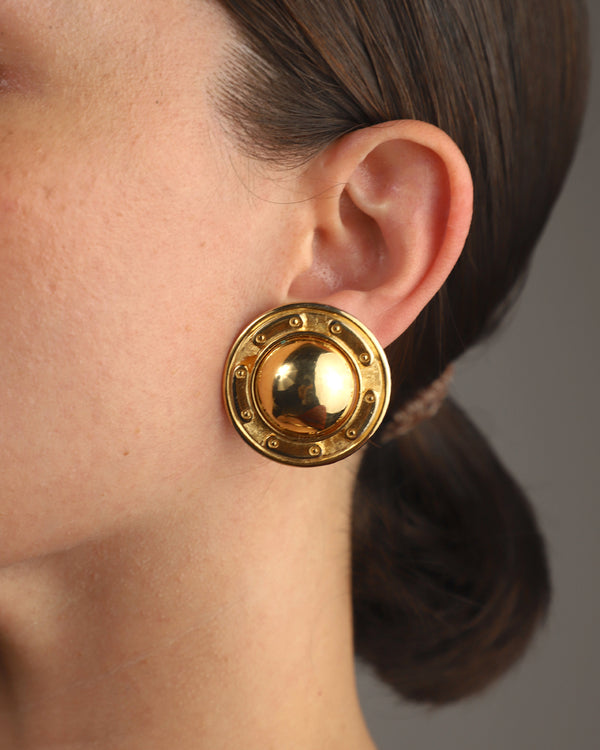 Vintage Etruscan Polished Dome Clip Ons