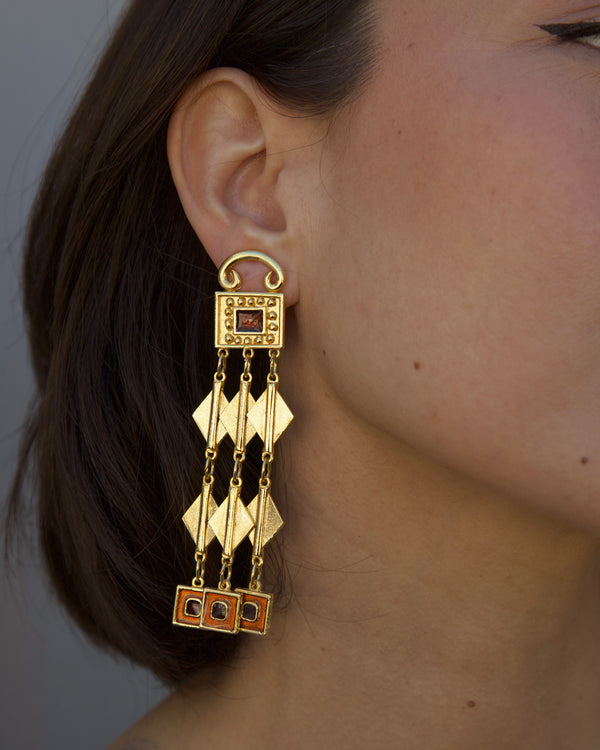 Vintage Etruscan Statement Drop Earrings