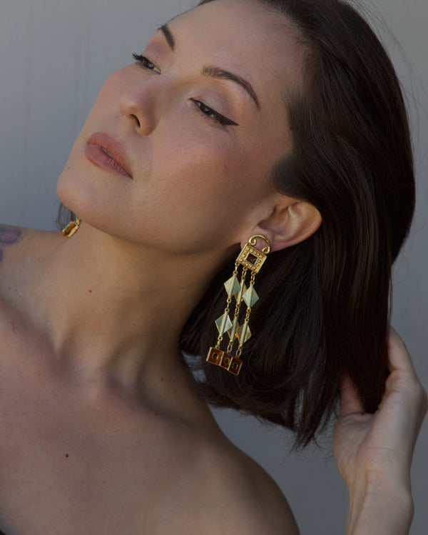 Vintage Etruscan Statement Drop Earrings