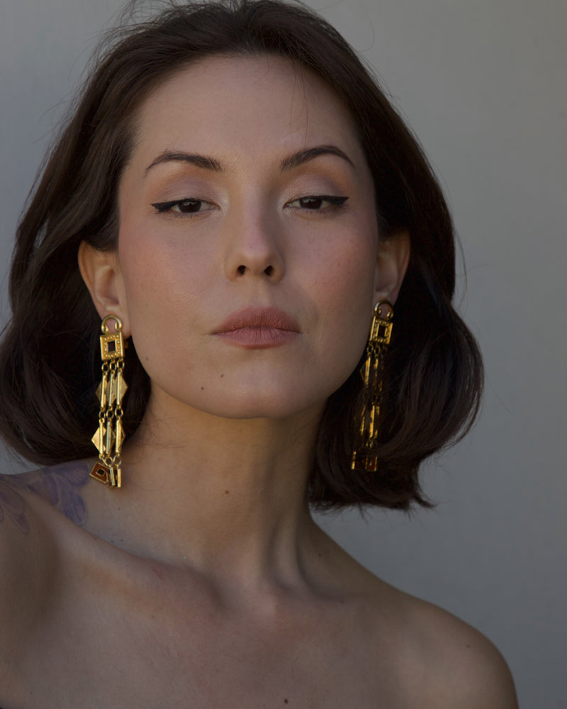 Vintage Etruscan Statement Drop Earrings