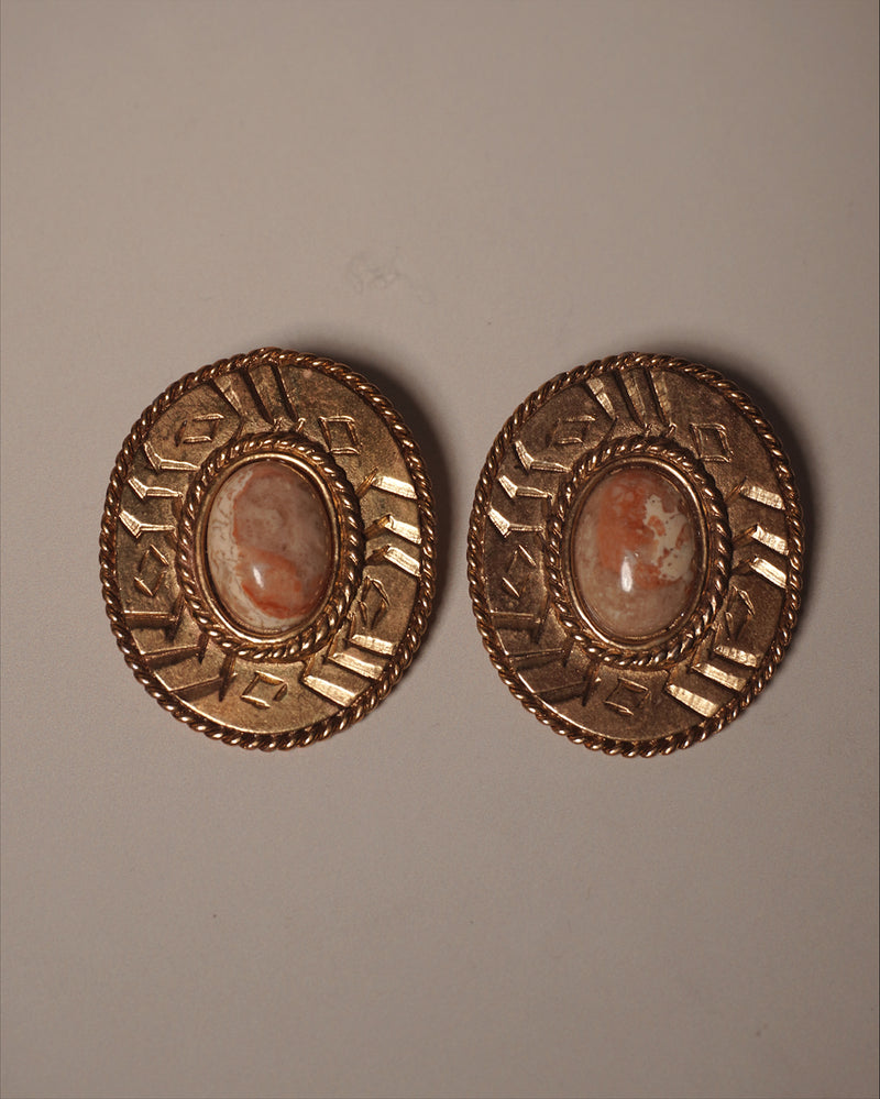 Vintage Etruscan Stone Clip Ons