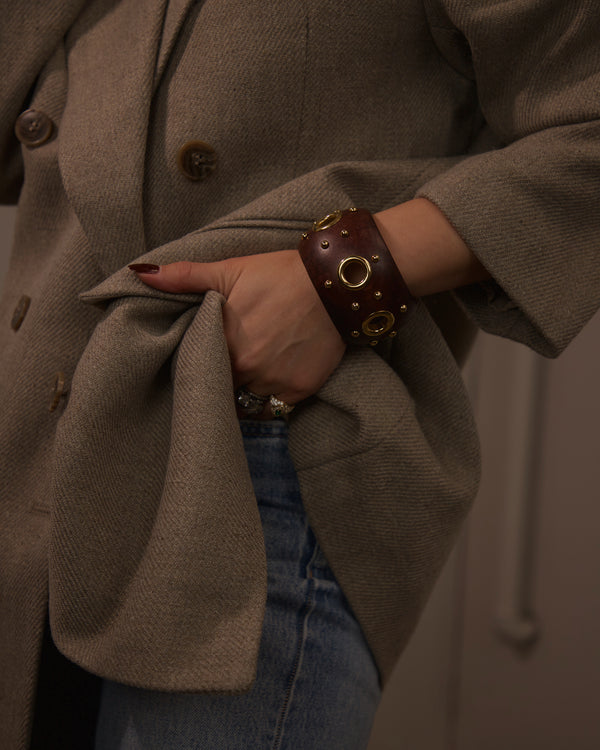 VINTAGE EXTRA WIDE MCM WALNUT BANGLE