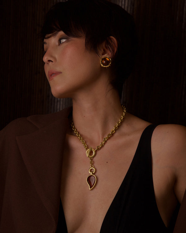 VINTAGE GIVENCHY MATTE GOLD LARIAT NECKLACE