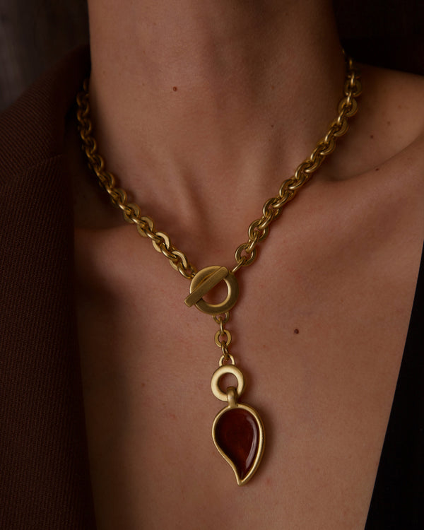 VINTAGE GIVENCHY MATTE GOLD LARIAT NECKLACE