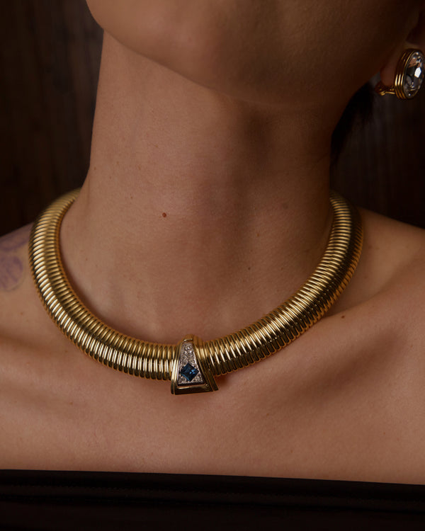 VINTAGE GIVENCHY SAPPHIRE CRYSTAL TUBOGAS NECKLACE