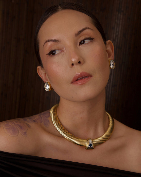 VINTAGE GIVENCHY SAPPHIRE CRYSTAL TUBOGAS NECKLACE