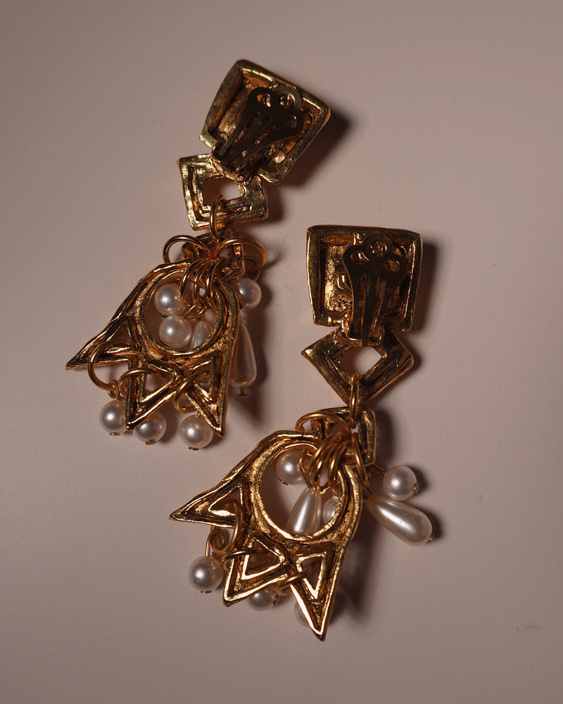 Vintage Gold Brutalist Drop Earrings
