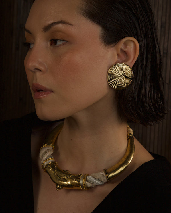 Vintage Gold Byzantine Disc Earrings