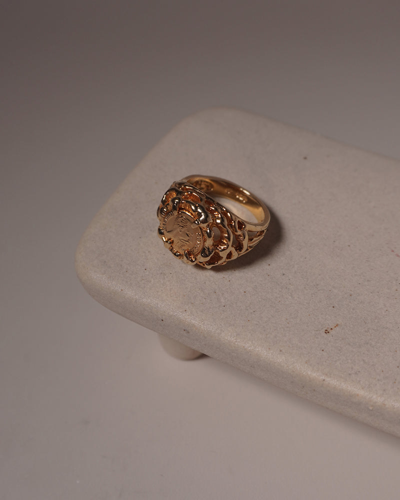 Vintage Gold Coin Ring Sz 8