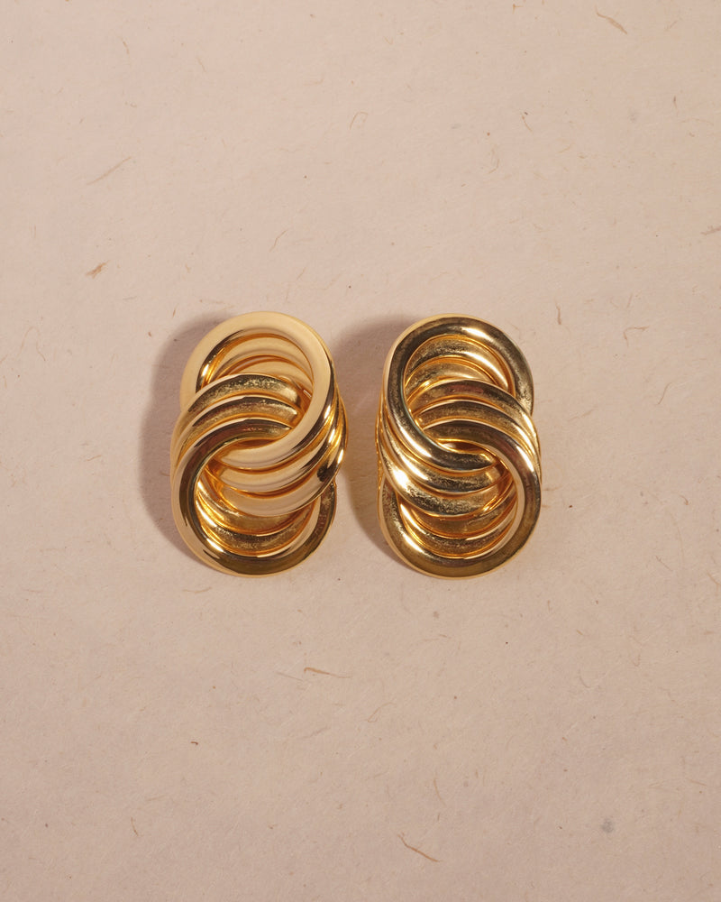 VINTAGE GOLD LOCKED RINGS BUTTON CLIP ONS