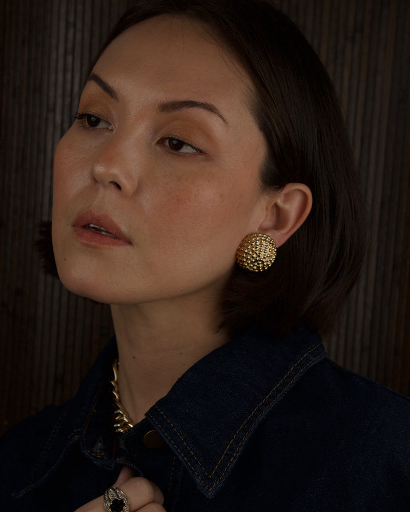 Vintage Granulated Dome Earrings