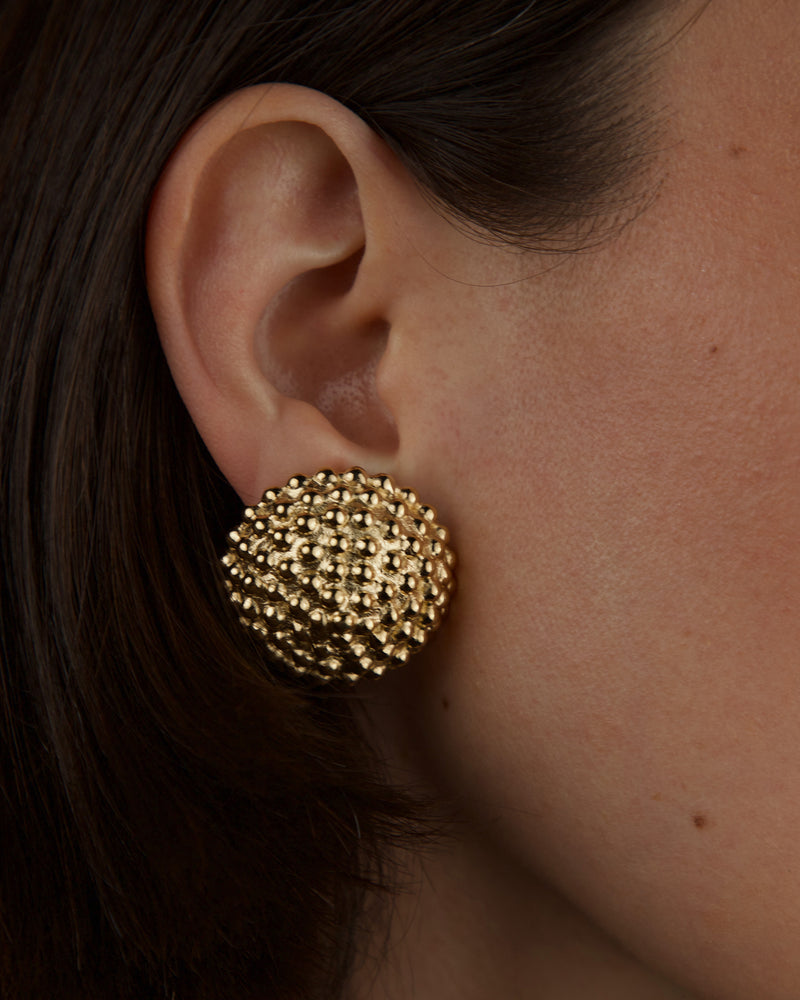 Vintage Granulated Dome Earrings