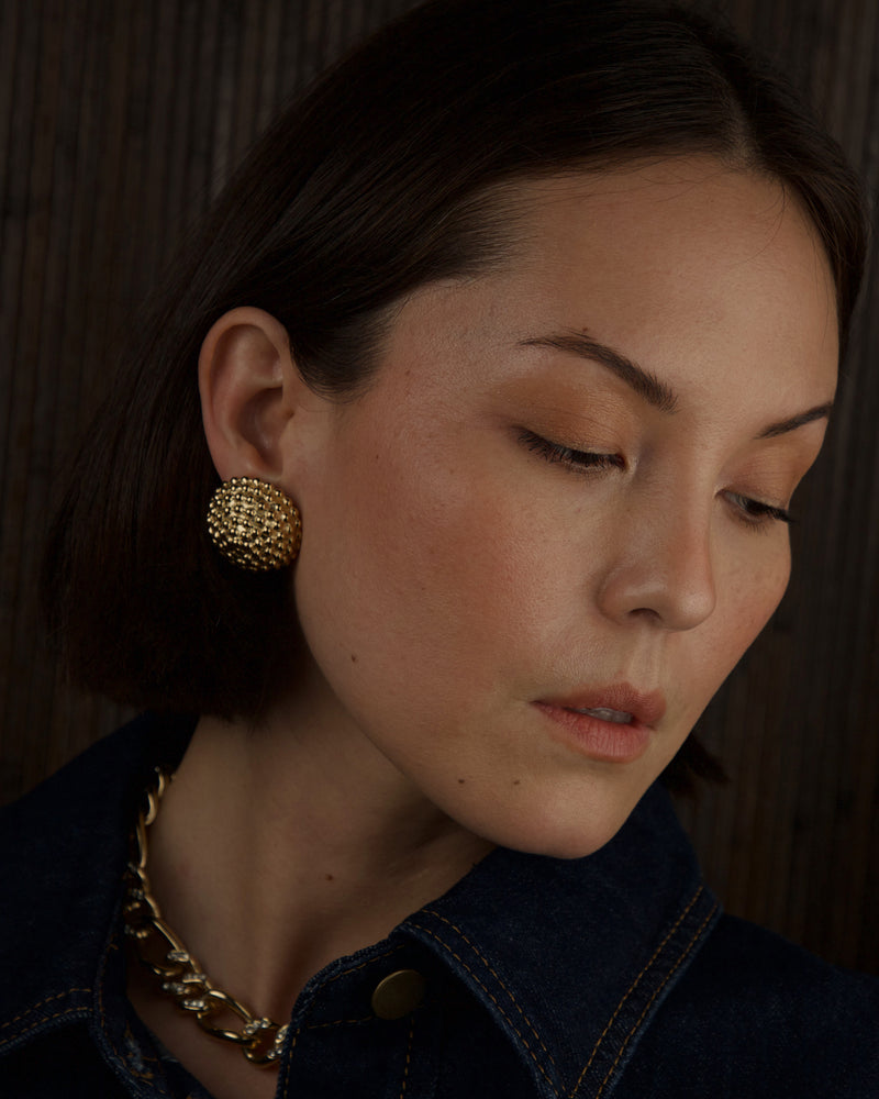 Vintage Granulated Dome Earrings