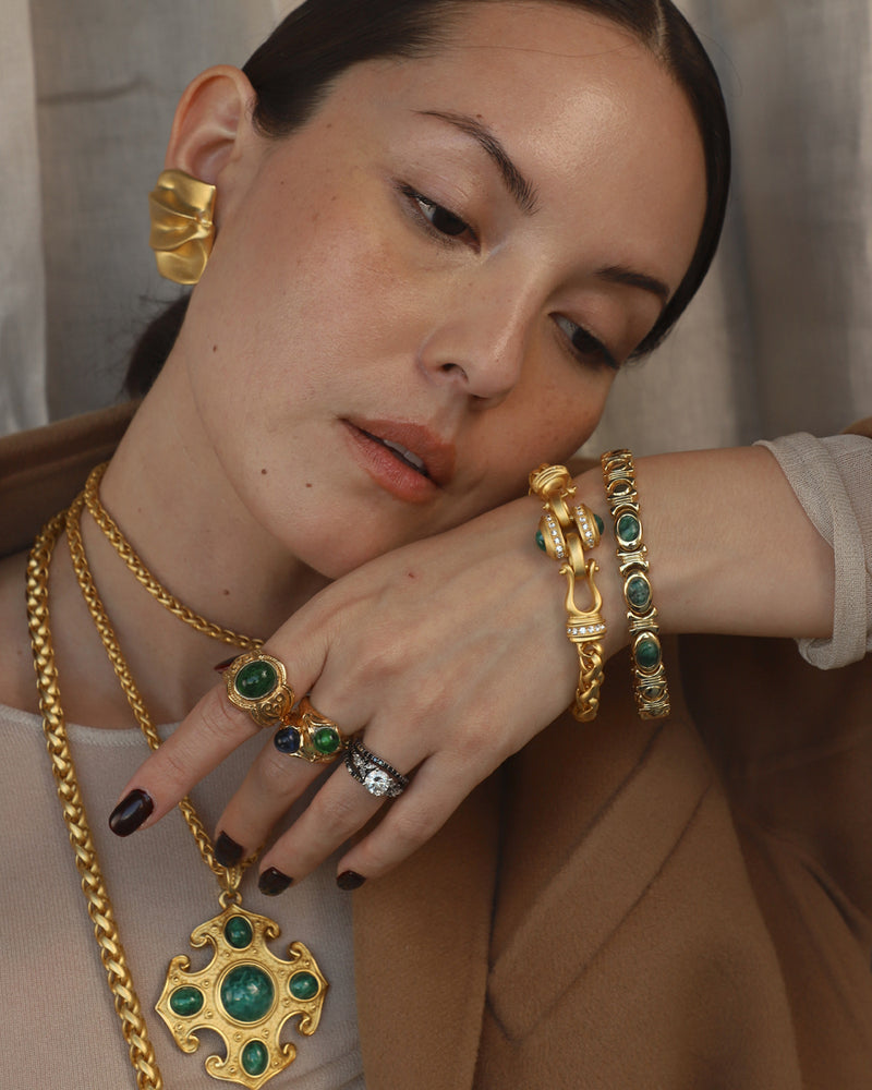 Vintage Green Cabochon Bracelet