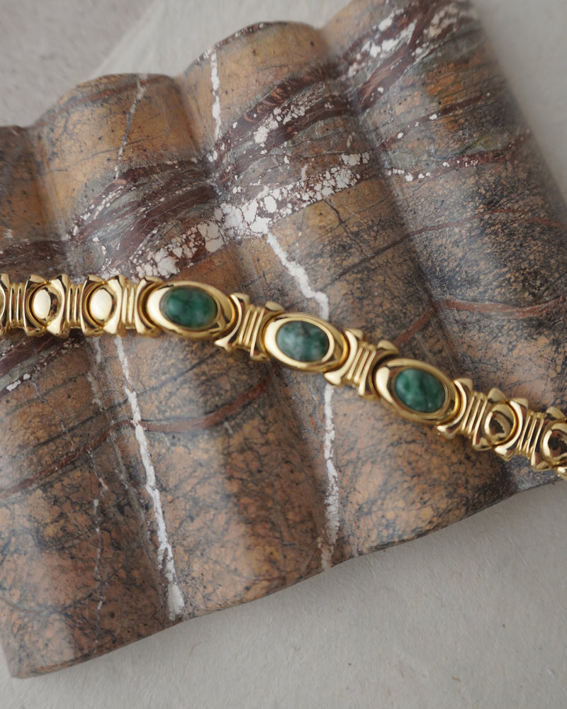 Vintage Green Cabochon Bracelet