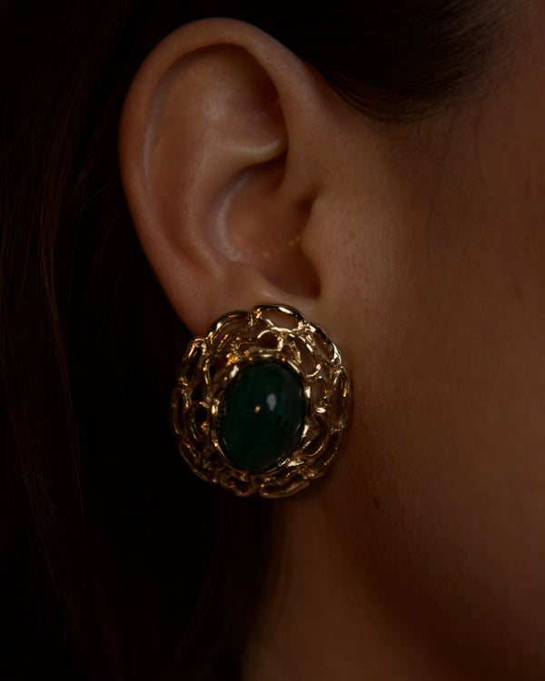 Vintage Green Gripoix Cab Clip Ons