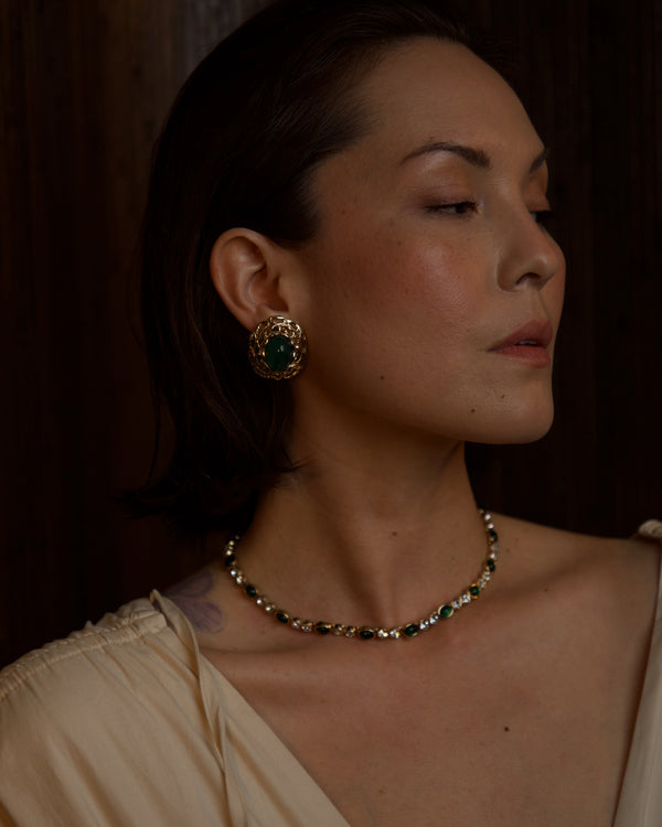 Vintage Green Gripoix Cab Clip Ons