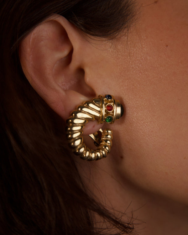 Vintage Glass Cab Rams Horn Clip Ons