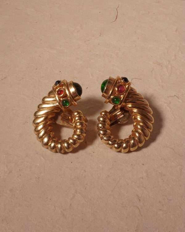 Vintage Glass Cab Rams Horn Clip Ons