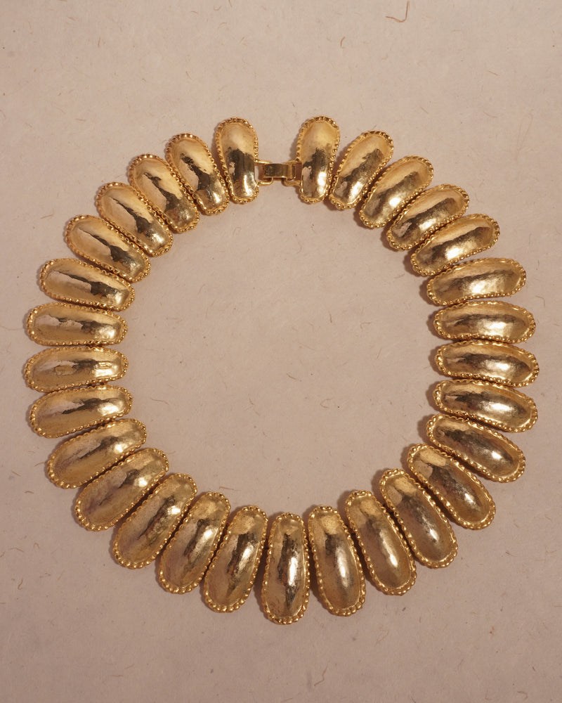 VINTAGE HAMMERED GOLD STATEMENT NECKLACE