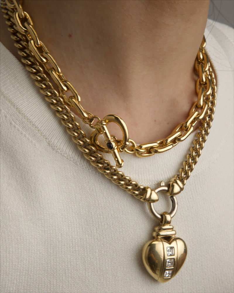 Vintage Heart Toggle Necklace