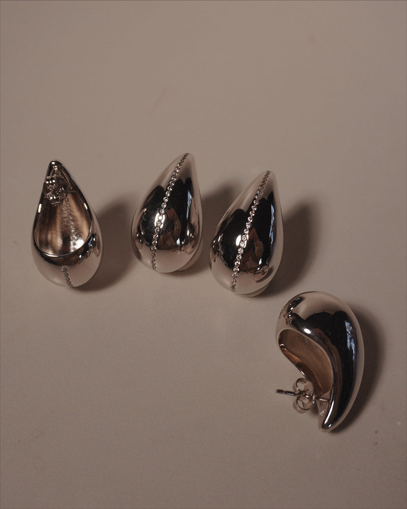 Hera Large Drop Earrings Silver