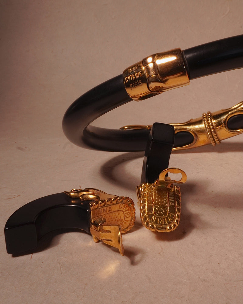 VINTAGE INNA CYTRINE PARIS BLACK LUCITE SET