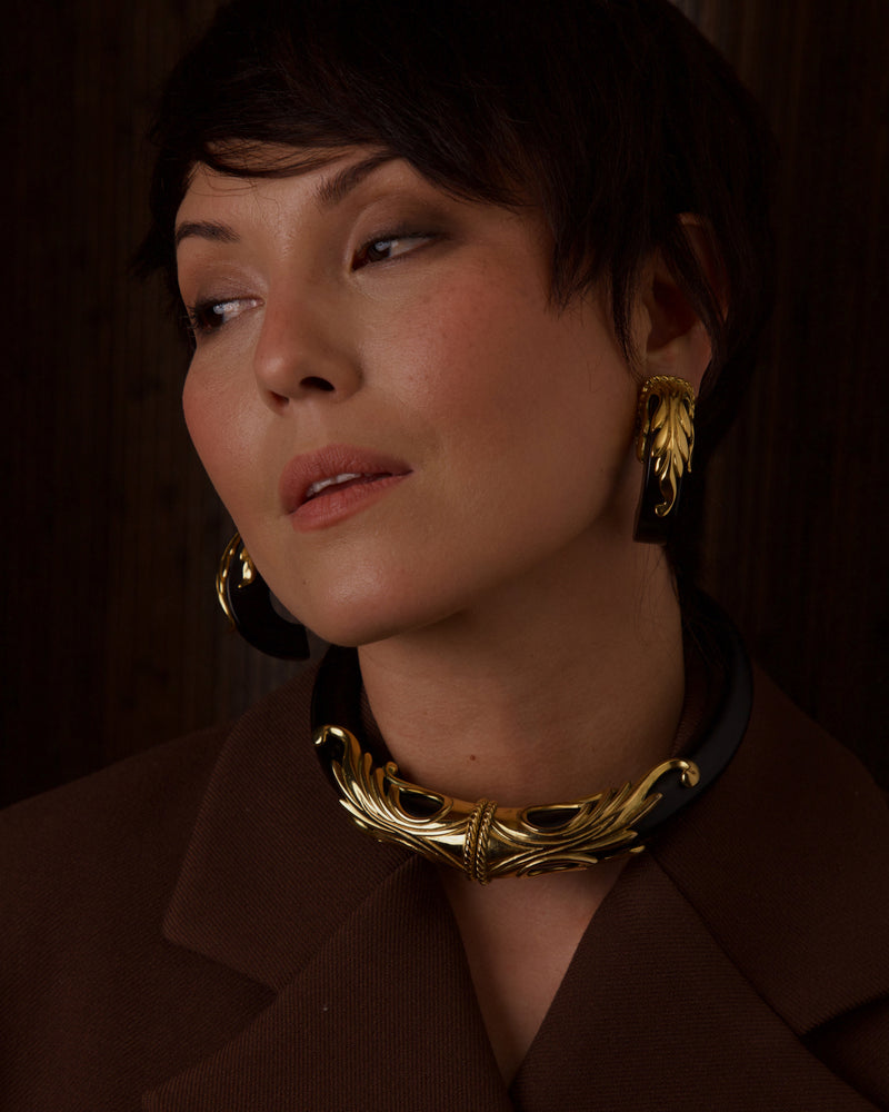 VINTAGE INNA CYTRINE PARIS BLACK LUCITE SET