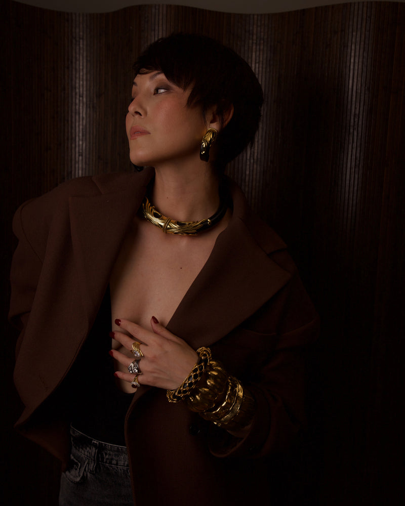 VINTAGE INNA CYTRINE PARIS BLACK LUCITE SET