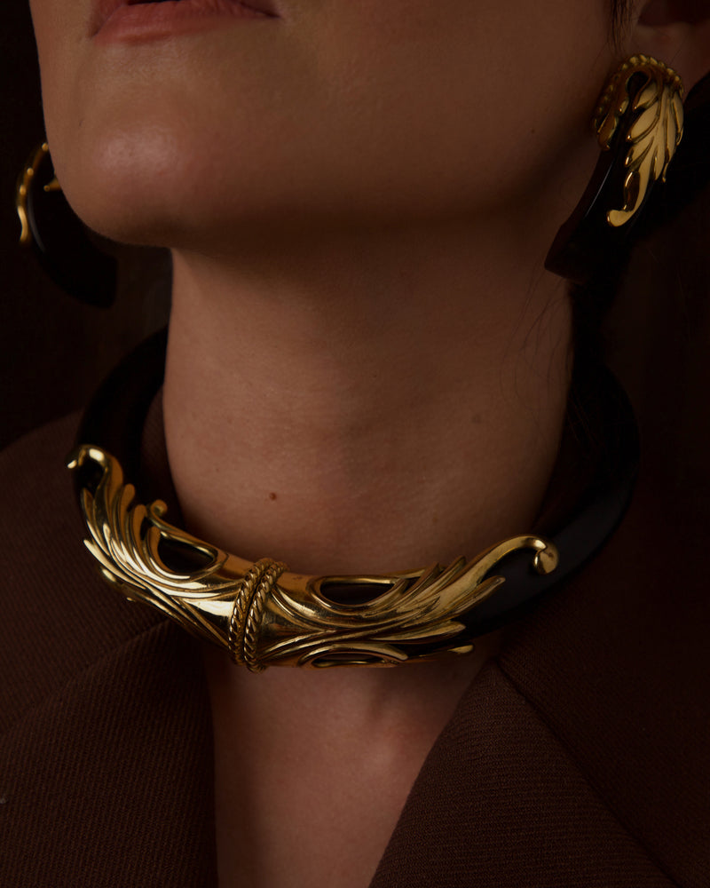 VINTAGE INNA CYTRINE PARIS BLACK LUCITE SET