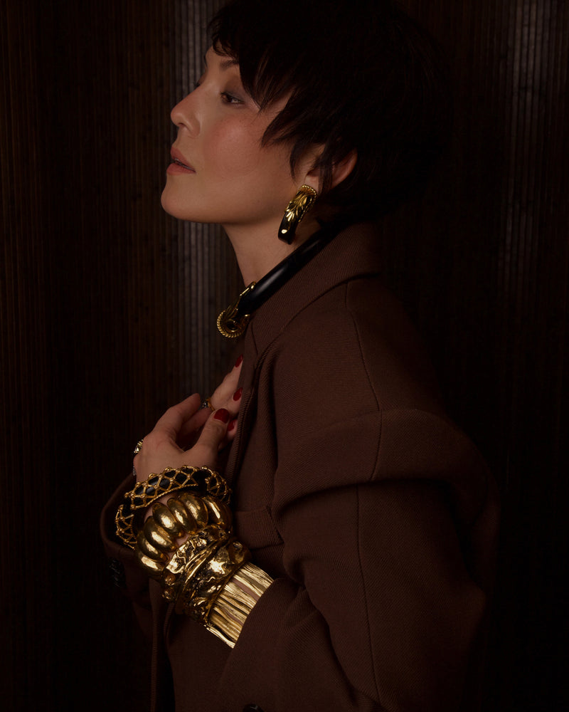 VINTAGE INNA CYTRINE PARIS BLACK LUCITE SET