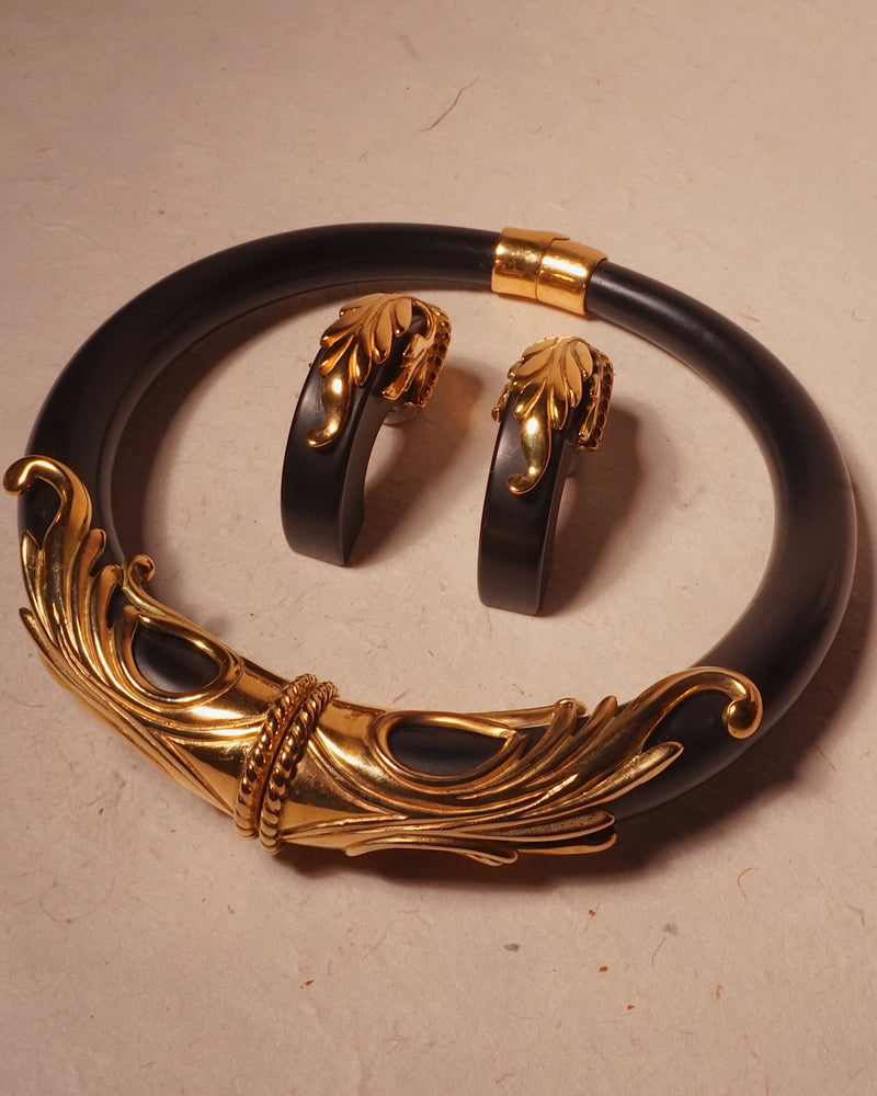 VINTAGE INNA CYTRINE PARIS BLACK LUCITE SET