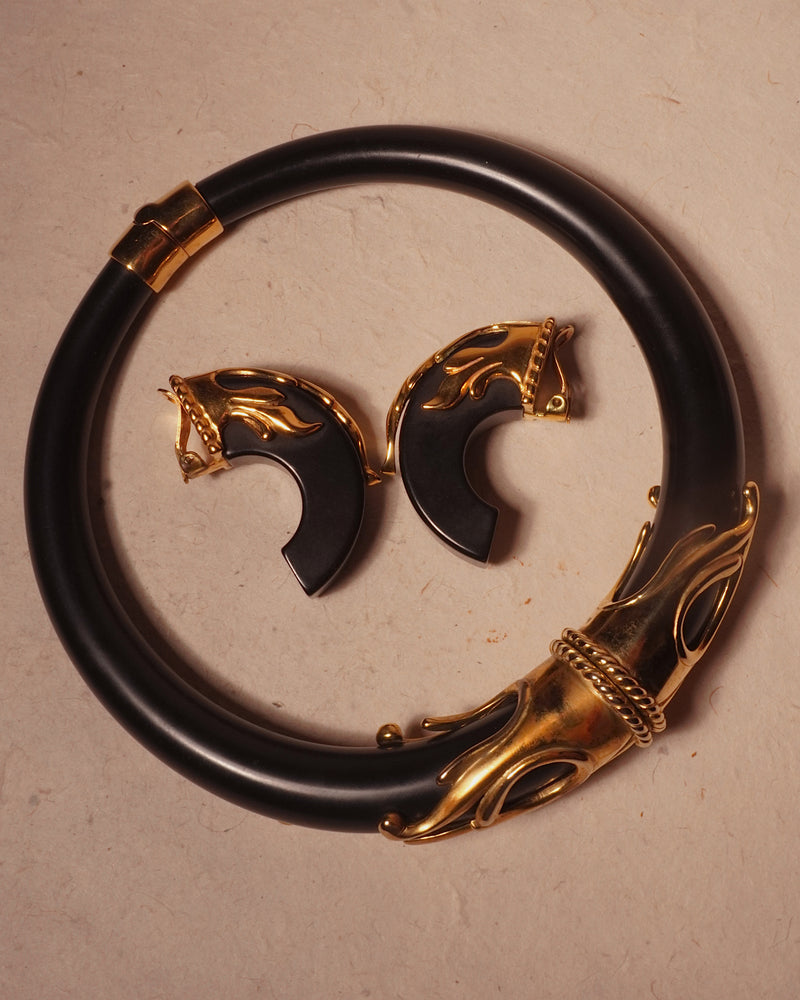 VINTAGE INNA CYTRINE PARIS BLACK LUCITE SET