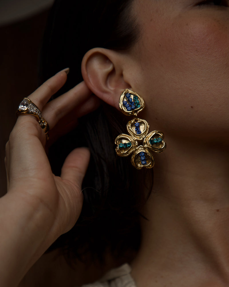 Vintage Jacky De G Clover Drop Clip Ons