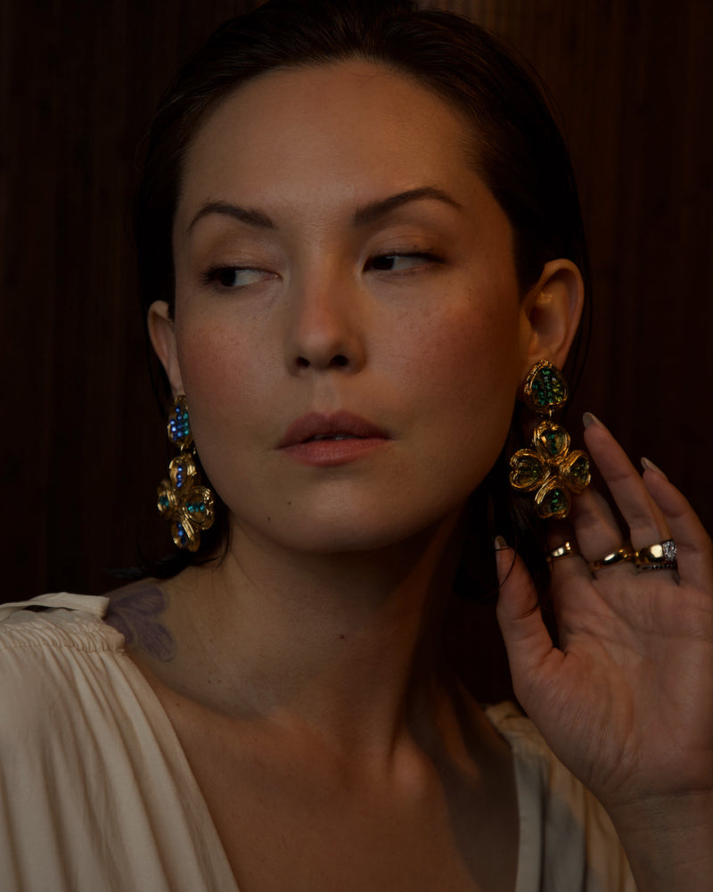 Vintage Jacky De G Clover Drop Clip Ons