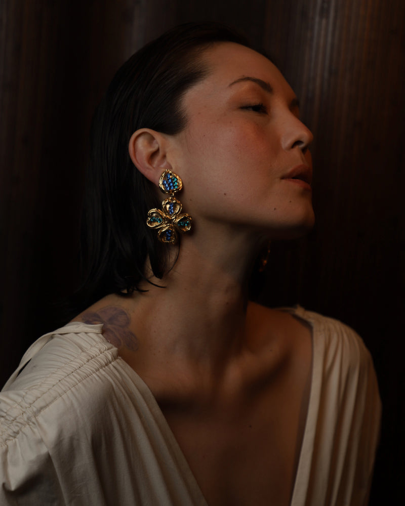 Vintage Jacky De G Clover Drop Clip Ons