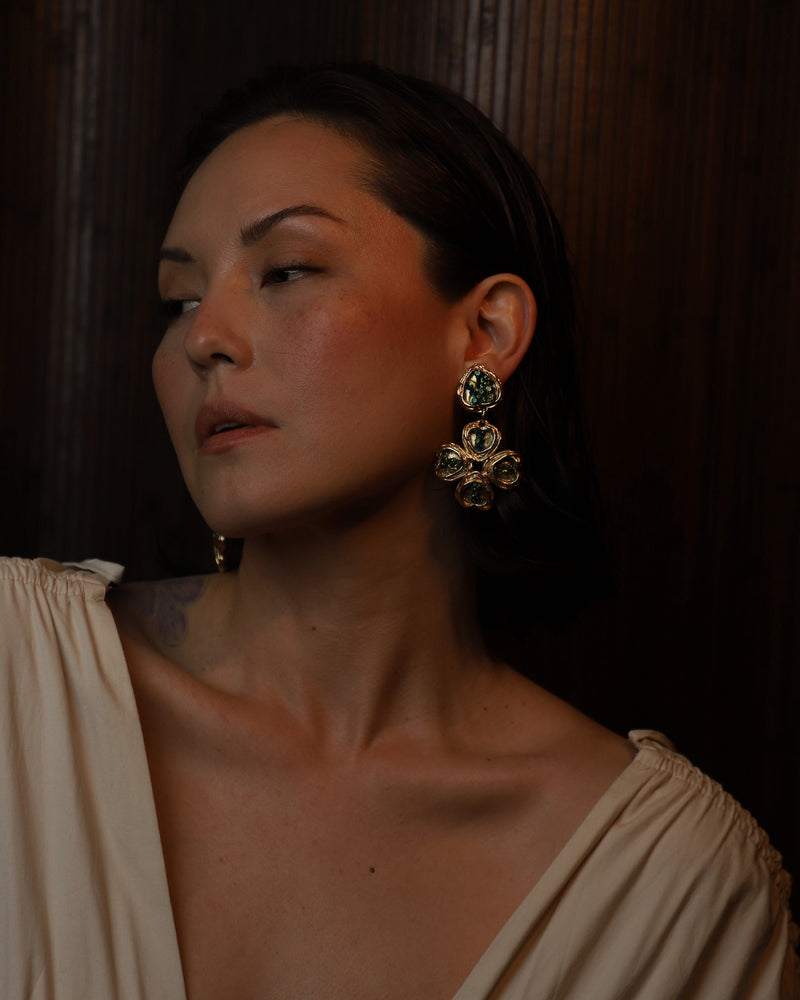 Vintage Jacky De G Clover Drop Clip Ons