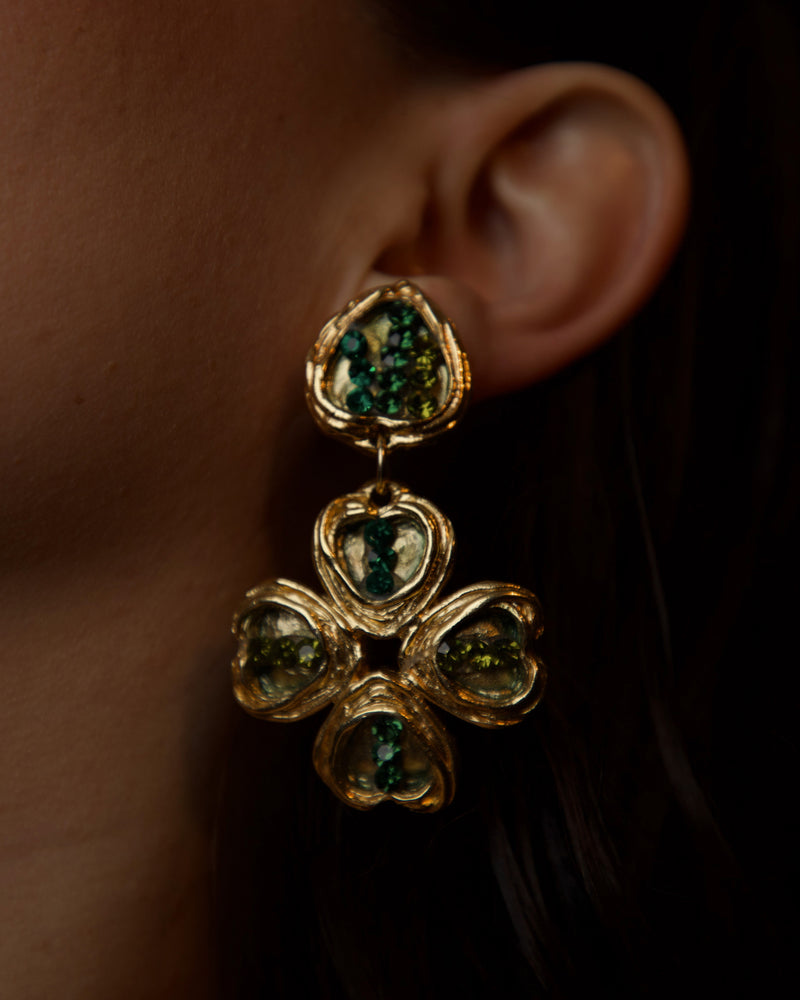 Vintage Jacky De G Clover Drop Clip Ons