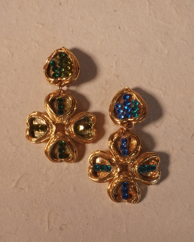 Vintage Jacky De G Clover Drop Clip Ons