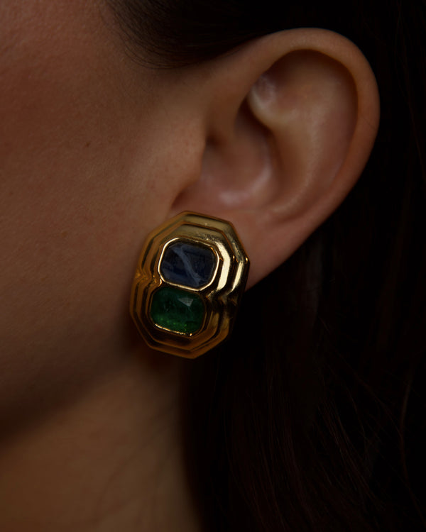 Vintage JR Sapphire & Emerald Clip Ons