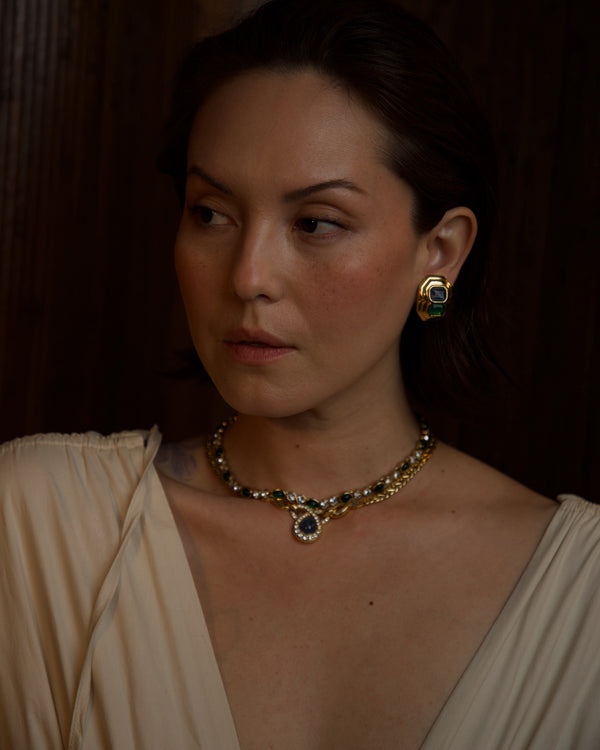 Vintage JR Sapphire & Emerald Clip Ons