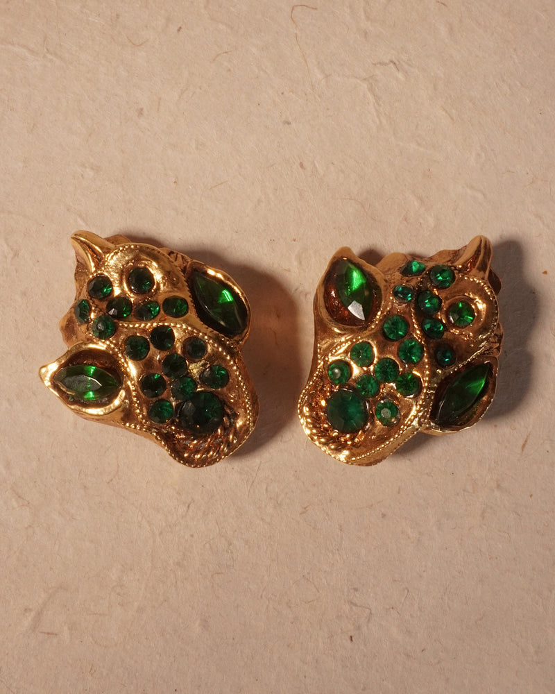 Vintage Kalinger 80's Abstract Emerald Clip Ons
