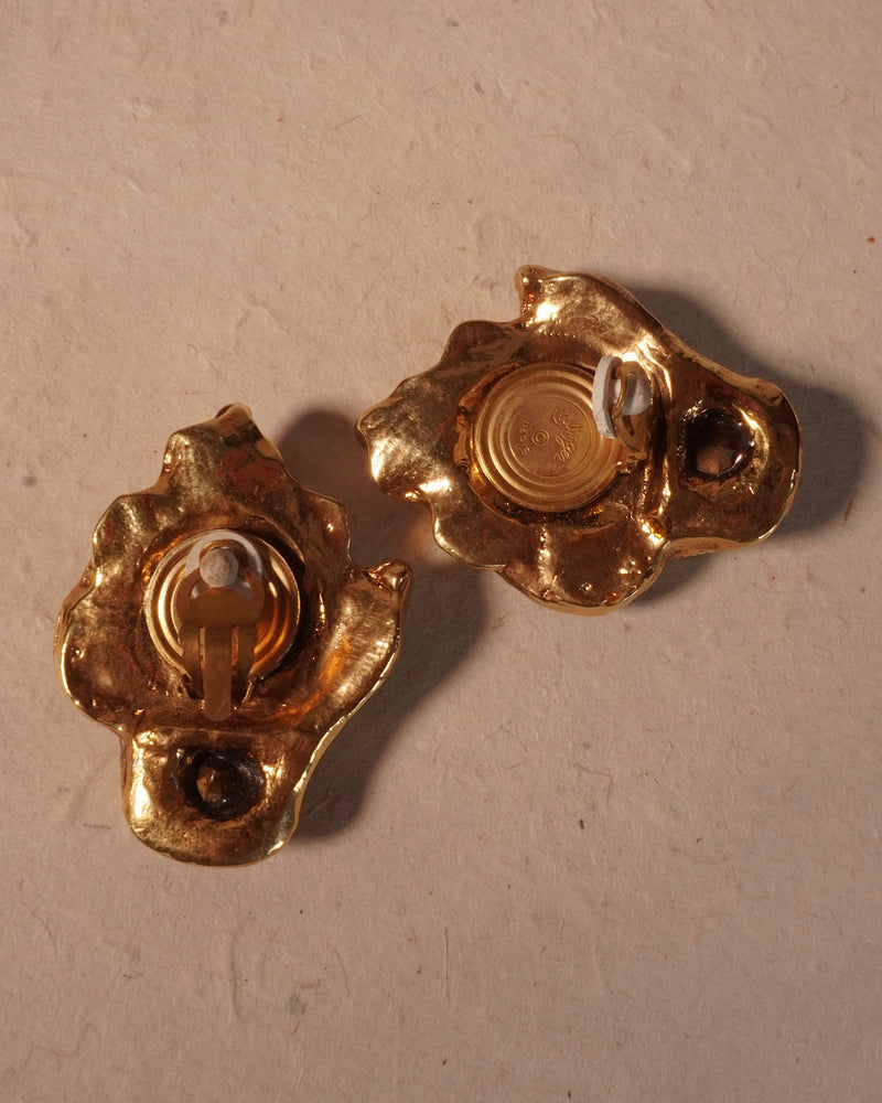 Vintage Kalinger 80's Abstract Emerald Clip Ons