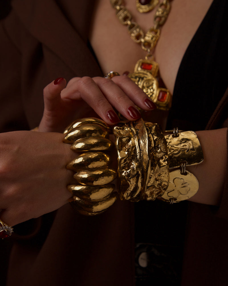 VINTAGE KALINGER ABSTRACT GILT GOLD RESIN CUFF